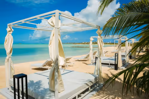 Beach cabanas at Villa PM TCI, a 30,000sq/ft Mansion, Fully Staffed, includes Chef, Sleeps 18+ppl
