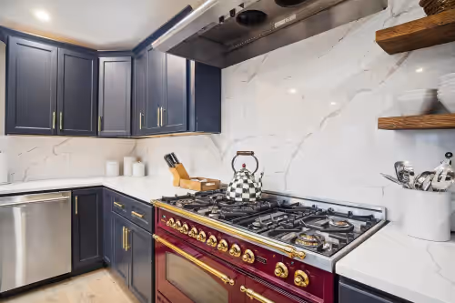 Gourmet 8 burner gas stove with dual ovens. at Majestic Equestrian Estate