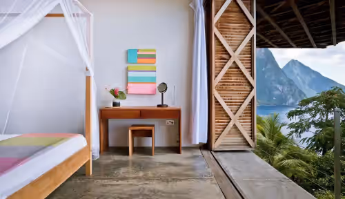 A Master bedroom in the Villa at Cosmos St Lucia at Cosmos Saint Lucia