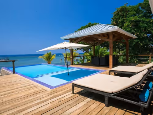 Hard to leave the pool at Beachfront Villa with Infinity Pool Private Dock