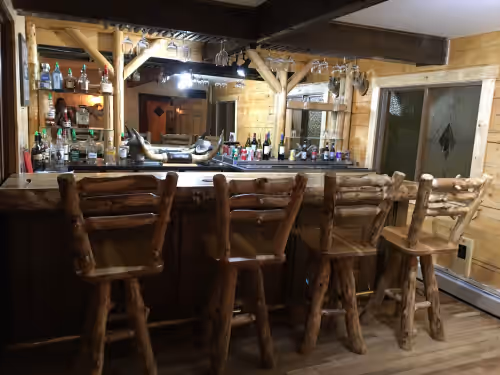 The bar at Family reunion / retreats just outside Yellowstone National Park. Gorgeous views