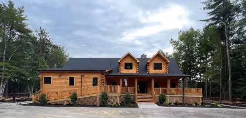 FRONT1 at Grand Peaks Lodge, Ultimate Log Luxury, Stunning Views, Hot Tub & Sauna, EV Charger, 3D Tour