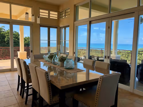 Dining at One of Puerto Rico’s Most Stunning 5 bedroom Oceanview Villas with Pool & Slide
