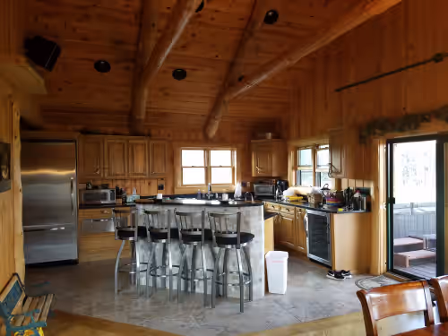 Modern kitchen at 100 Acre Michigan Retreat