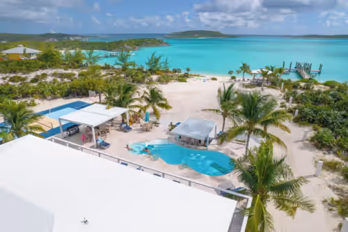 Beachfront Villa with swim-up pool bar, spa, and pickleball court