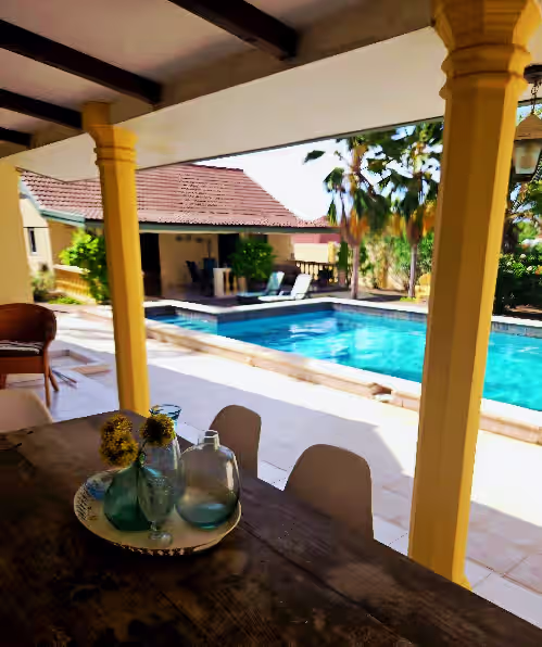 New Listing!  Pool/Garden Oasis! 5bd/4bath total. Includes  home w/ 2 Casitas.