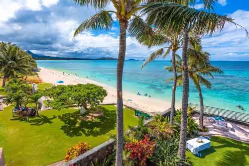White sandy Beach next to the property at Royal Hawaiian Estate