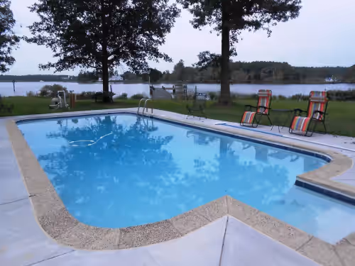 Pool at Renovated Historic Waterfront Home with Pool, Dock, 200 acres