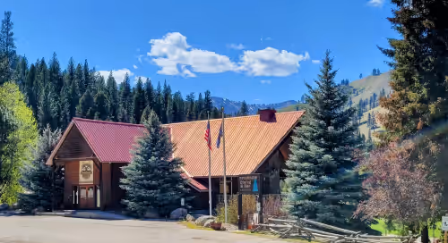 Comfortable Riverside Retreat on 4 acres in secluded Lowman Idaho. Sleeps 45+.