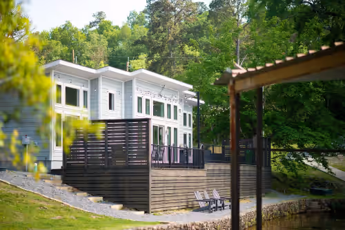 Home #3 2/bedrooms/2bath, pvt hot tub, BBQ grill, fire pit with outdoor seating. at Lake Front Resort-Sleeps 22/3 Hot Tubs/3