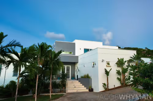 Main Entrance at Contemporary Waterfront Luxury Estate Views,Pool,AC,Gym