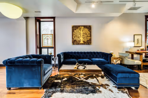 2nd Floor lounge at Your Own 8 Bedroom Private Inn and Event Space, Urban Garden Included