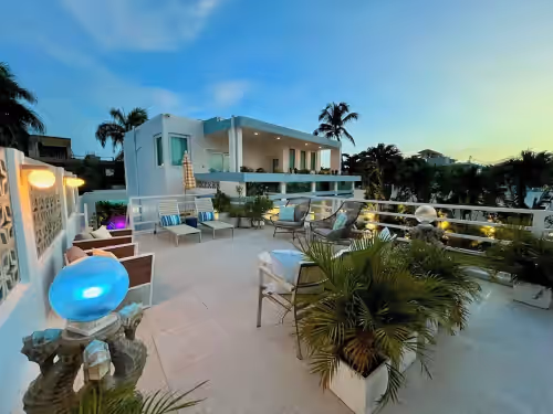 The entire property is a lush tropical paradise perfect for entertaining and relaxing.