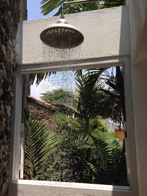 Master bedroom open shower. at Stuning house in Cartagena with spectacular views of the ocean and sunsets