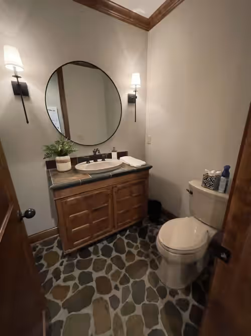 Lower Lever Powder Bath at Lake Minnetonka, Maple Ridge Manor-Sleeps 18, Lake, Dock & Private Pool & spa