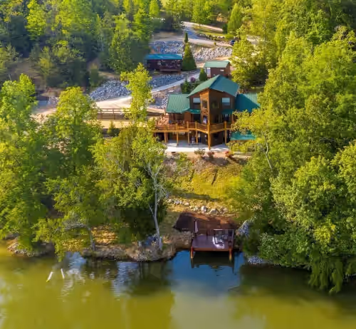Birdseye View of the Mystic River Lodge Resort at Private indoor pool Spacious Upgraded Lake Cabin. Perfect for Family