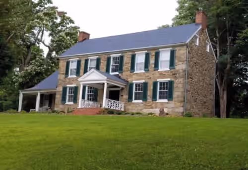 Exterior at Enchanting Farmhouse Retreat with Infrared Sauna Huge Fire Pit Gourmet Kitchen