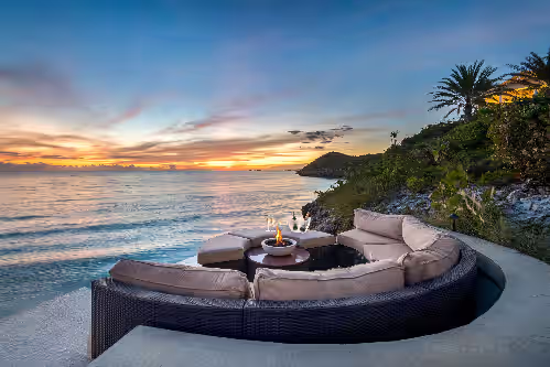 Terrace/patio at Emara, Prince's former Estate w/Private Beach
