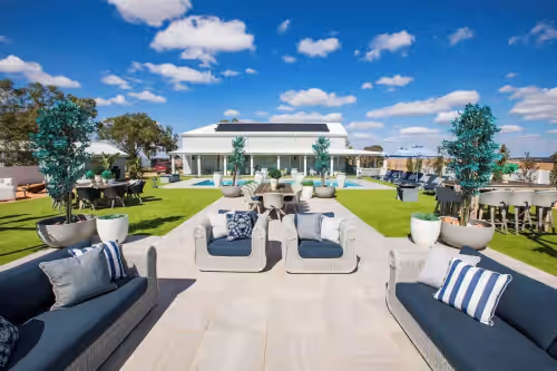 With its stylish lounges and open outlook, the patio creates a picture-perfect setting for cocktail hours and wedding
