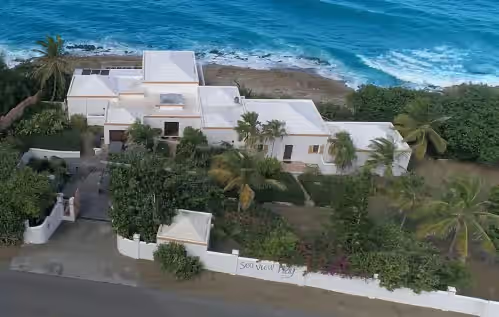 Aerial view of the private villa with an electric gate for added security at Private Gated Ocean Front Villa Pool&Tide Pool