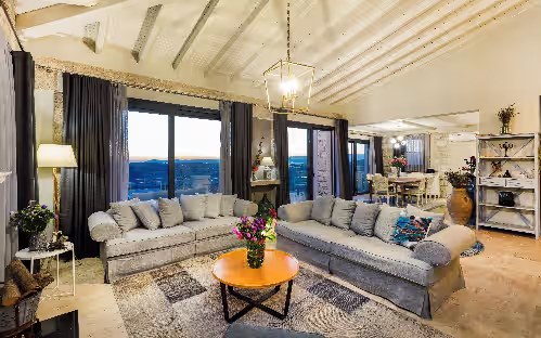 Living area at Luxury Villa Sunset Cesme with sea view and private pool in Çeşme