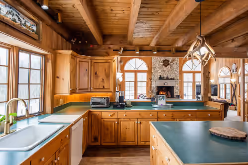 Private kitchen at Luxury Two-Home Vermont Retreat Near Ski Resorts