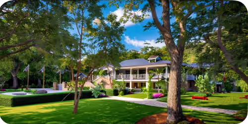 Exterior at 9-bedroom 18 th century plantation house with yoga , Riding , a paradise retreat