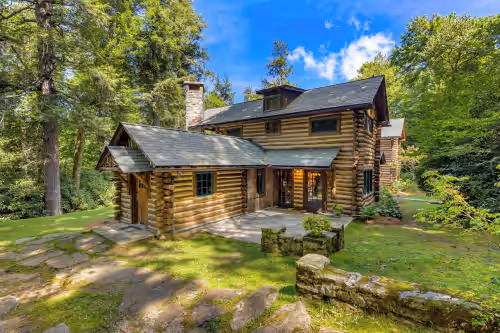 Exterior at Highlands Luxe 24-acre Mountain Estate, on Big Creek, Joe Webb Log Cabin