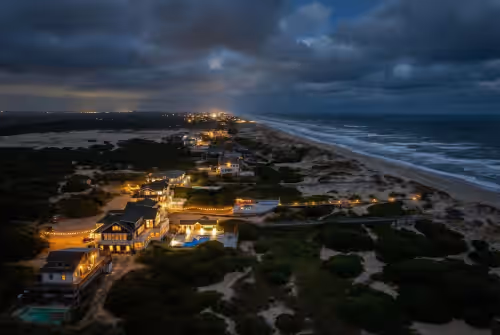 Aerial view at The Three Authors –A Oceanfront Retreat for Weddings & Reunions