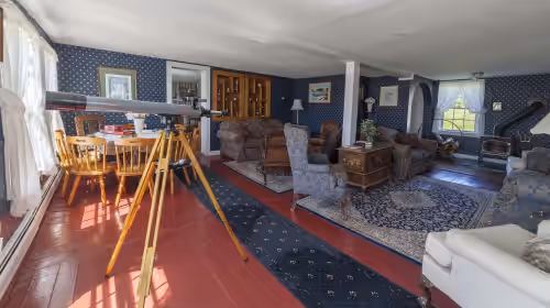 Living area at 1820's Home on 200 acres w/ Sand Beach 5 mins from Acadia Nat'l Park at Schoodic