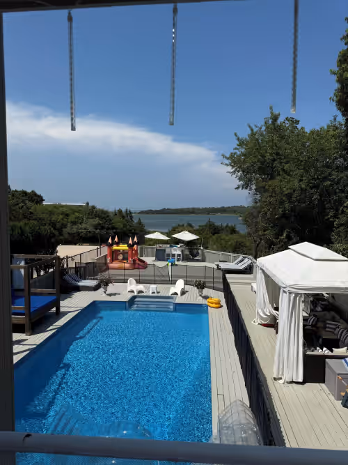 Private resort/home in Southampton with private beach pool volleyball.