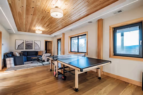 Game room at Mtn View, Sleeps 20, Hot Tub, Firepit, Wood Stove, Theater, Workspace, Bar, Gym