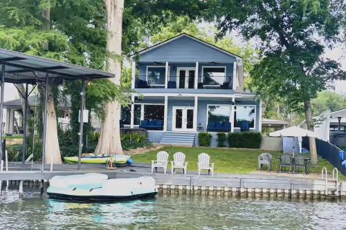 New Braunfels Lakefront Escape: 4,000 Sq Ft Home with Private Dock & Fun