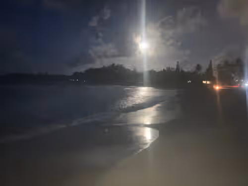 Anahola Beach at night. at Huge 6 br/6 ba Beachfront, for big groups,A.C. accessible, in relaxed old Hawaii