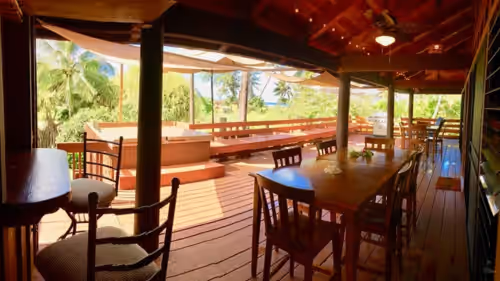 Expansive decks overlooking the Ocean & garden at Likely, THE Most Peaceful & Beautiful in the North Shore Estate