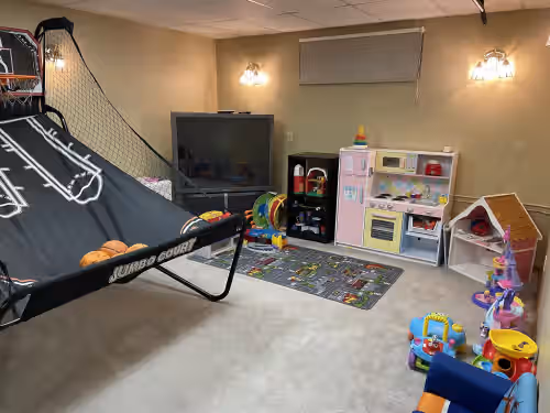 Children's area at Large family or group vacation lake home with dock and boats 35 minutes from WEM