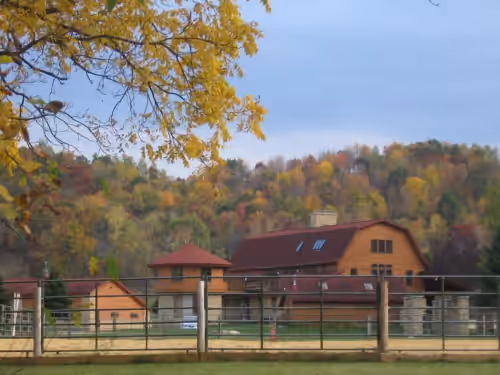 Exterior at Rustic, Elegant 8,000 Sq. Ft. Timber Frame Lodge in Southwest Wisconsin