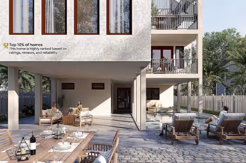 Realistic rendering of the outdoor deck and porch area. at Destin Pearl