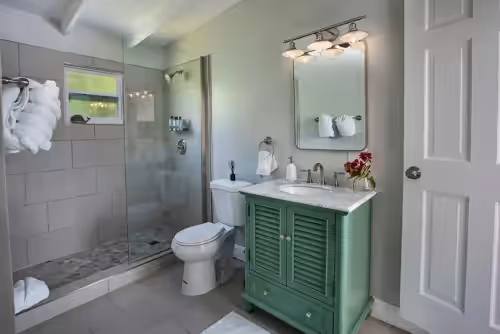 Cottage 1, Jack and Jill Bathroom at 8 Cottage Beachfront Estate