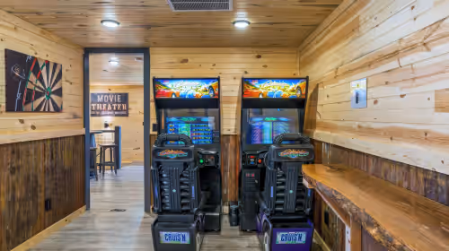 Game room at Indoor Pool, Theater, Firepit, Arcade, Pets & Views in Wears Valley