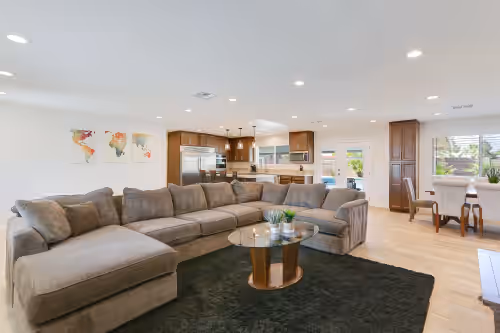 Living area at This Home Sleeps 20-26 People Comfortably with Pool and Lots of Extra Amenities
