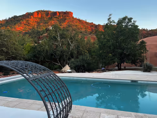 Pool at The Uzu Dome, Sedona architectural master piece on the vortex