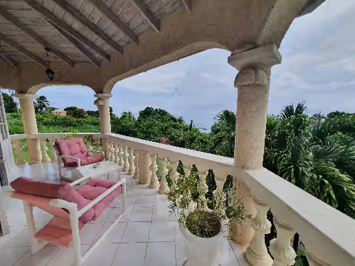 Terrace/patio at Barbados villa near beach
