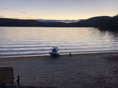 A quiet cove, the sunset and a sandy beach, on Lake Winnipesaukee, photo 2